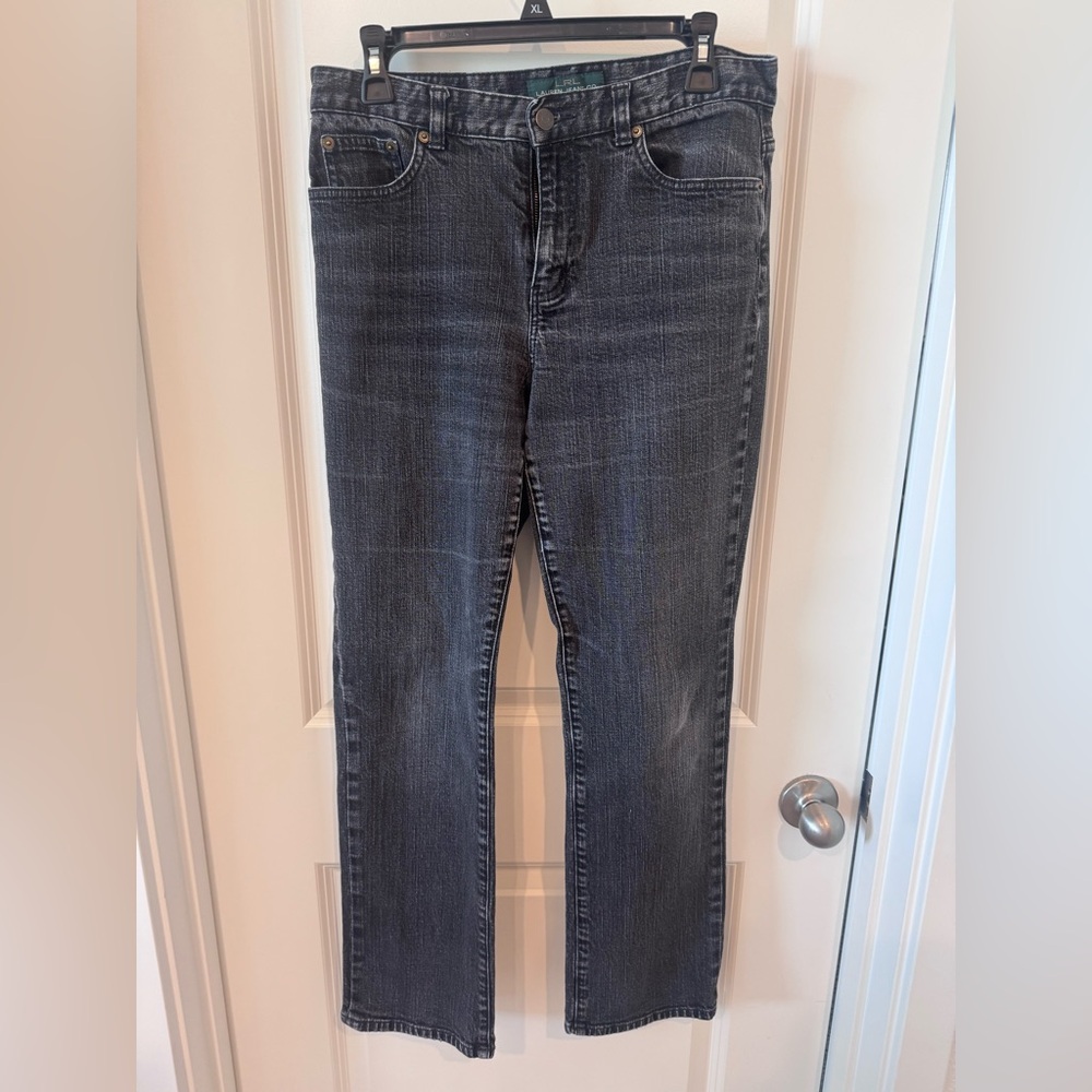 Vintage Ralph Lauren Women's Charcoal Straight-Leg Jeans